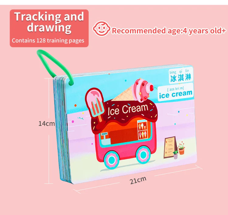 Tracing Trails Workbook for Kids Handwriting Activity Kit With Tracing Dry Erase Activity Boards and Crayon