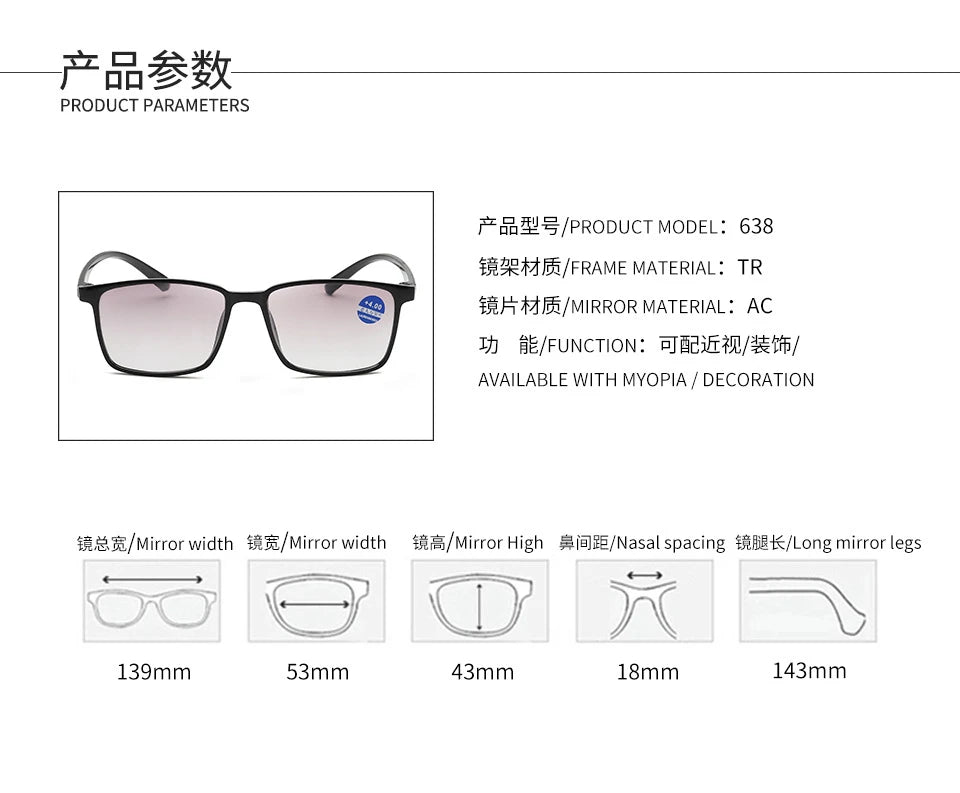 Intelligent Multifocal progressive reading glasses for men women near and dual-use automatic adjustment Eyewear +100 +150 +200
