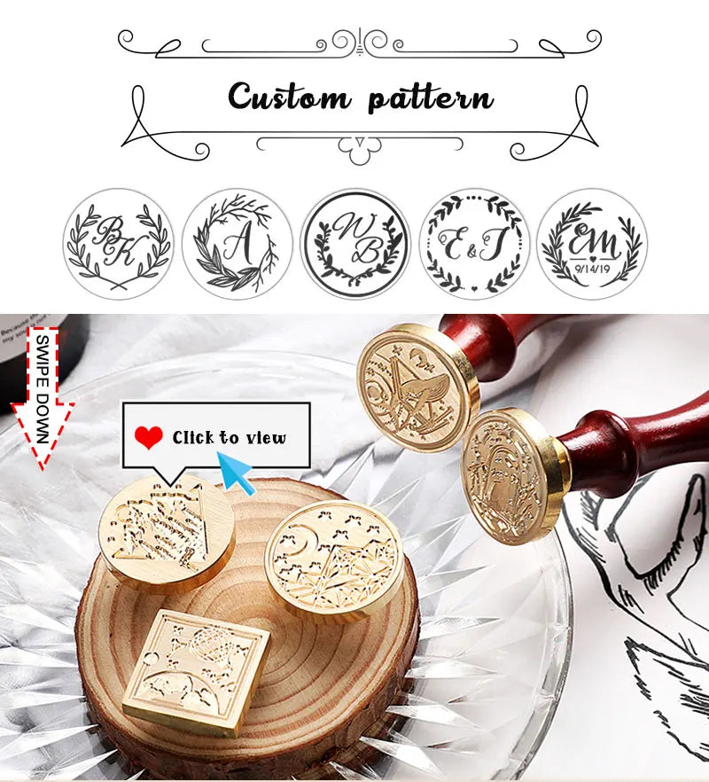 3D Embossed Wax Seal Stamp Retro/Umbrella/Desk Lamp For A Copper Head For DIY Envelope Letter Wedding Invitation Card