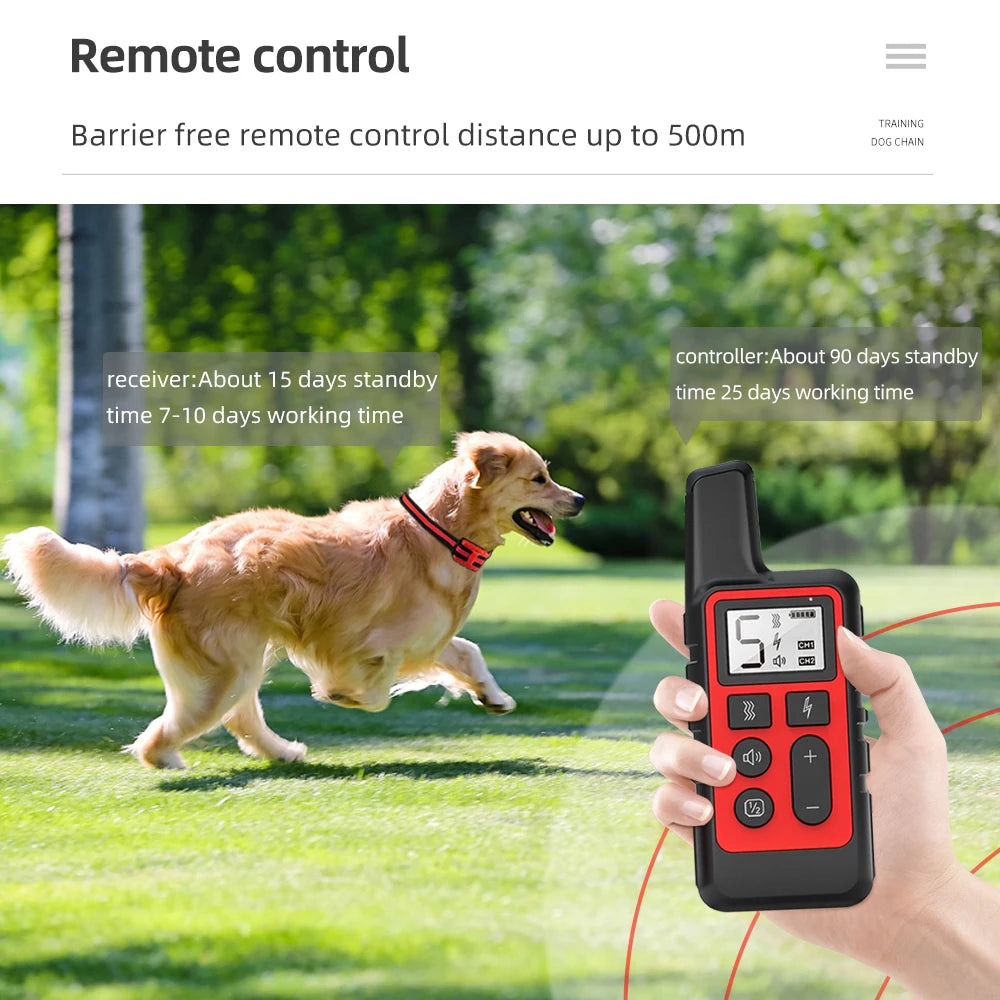 New 500m Waterproof Dog Training Collar Pet Remote Control Rechargeable Shock sound Vibration Dog Collar Remote Controller