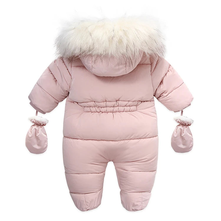 0-24 Months Newborn Baby Jumpsuit Winter Cotton Baby Romper With Gloves Hooded Thicken Boys Snowsuit Girl Clothing Set