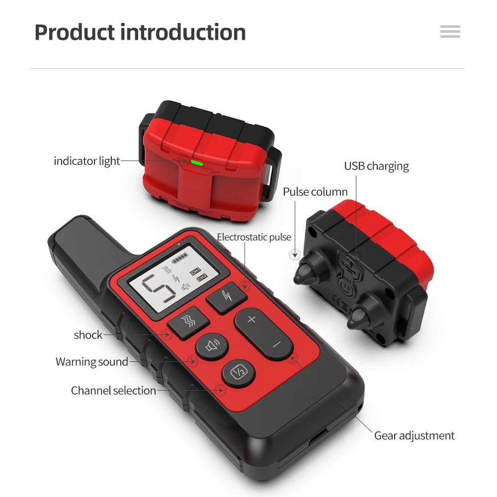 New 500m Waterproof Dog Training Collar Pet Remote Control Rechargeable Shock sound Vibration Dog Collar Remote Controller