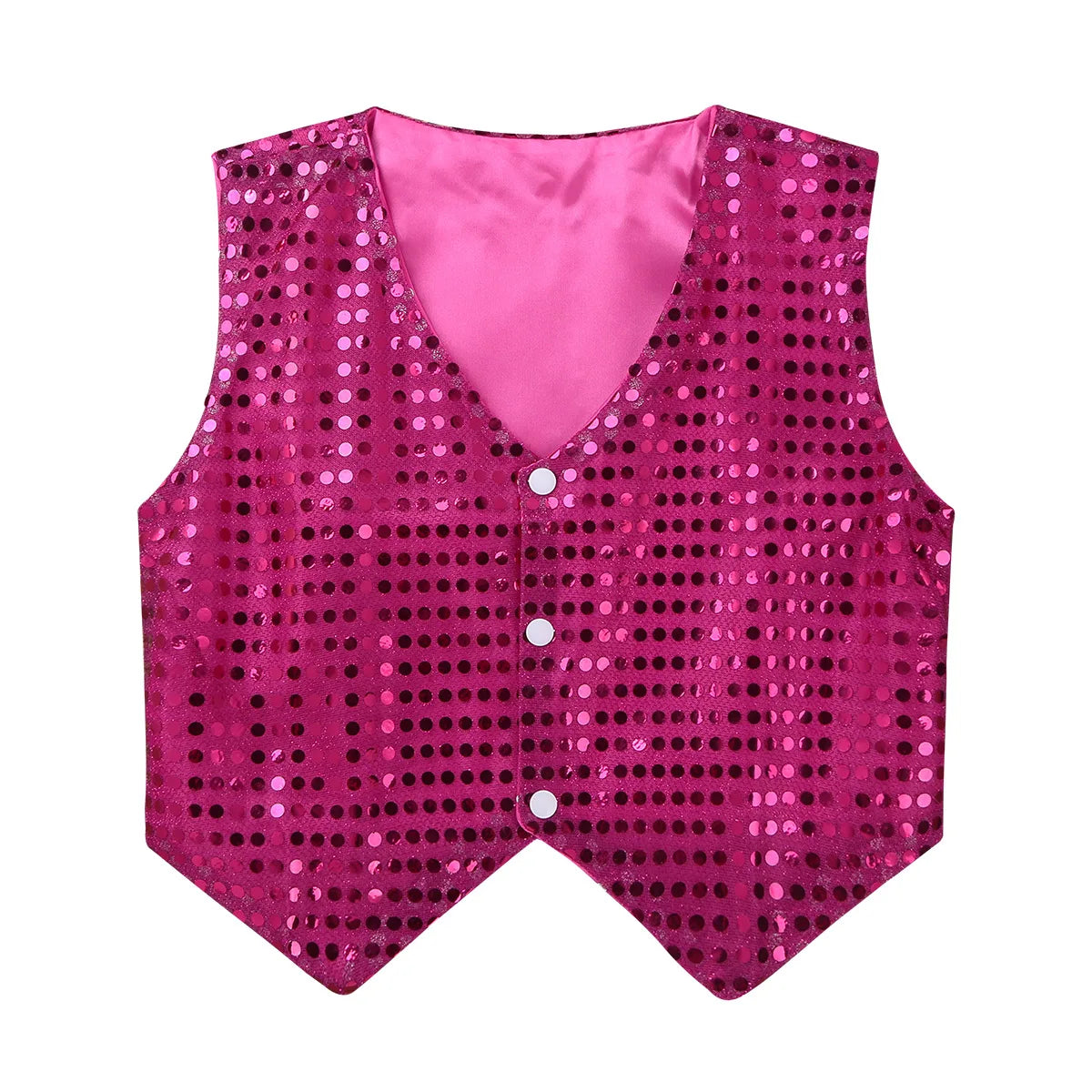 Children Boys Girls Shiny Sequin Vest Waistcoat Hip Hop Jazz Street Dance School Choir Costume Halloween Carnival Party Clothes