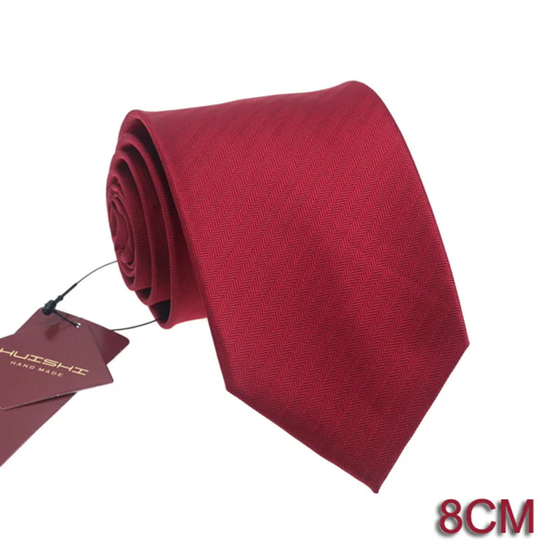 HUISHI 8CM Men's Solid Dark Blue Color Neck Tie 6cm Waterproof Jacquard Necktie Daily Wear Cravat Wedding Party For Men