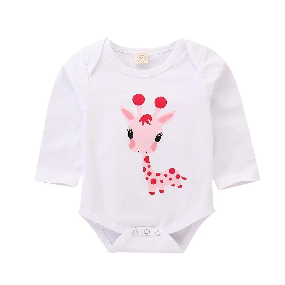 Polka Dot Newborn Baby Girl Clothes Sets Giraffe Tops Pant With Hat Infant Girls Outfits Suits