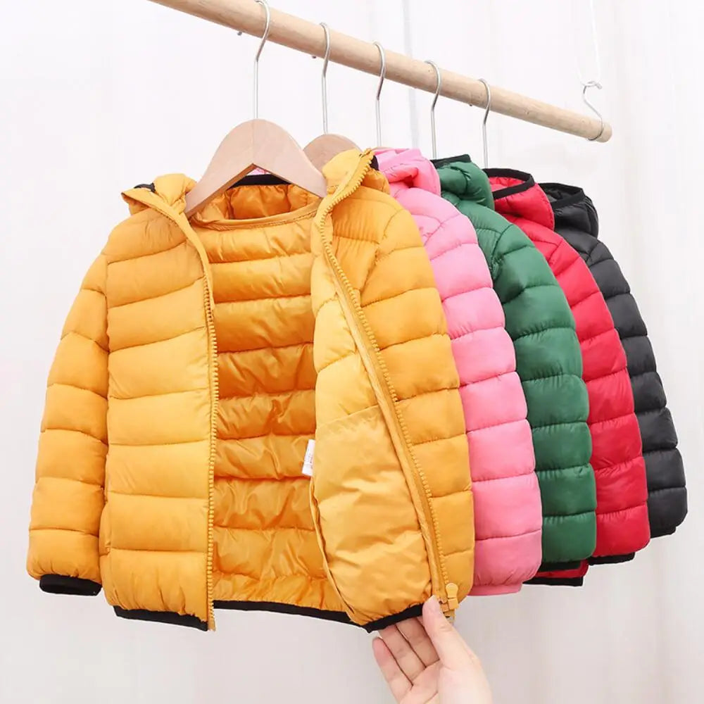 Girls Light Down Cotton Jacket Baby Boys Snowsuit Jackets Autumn Children Clothing 2-8 Years Fashion Kids Hooded Outerwear Coats