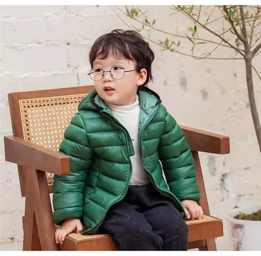 Girls Light Down Cotton Jacket Baby Boys Snowsuit Jackets Autumn Children Clothing 2-8 Years Fashion Kids Hooded Outerwear Coats