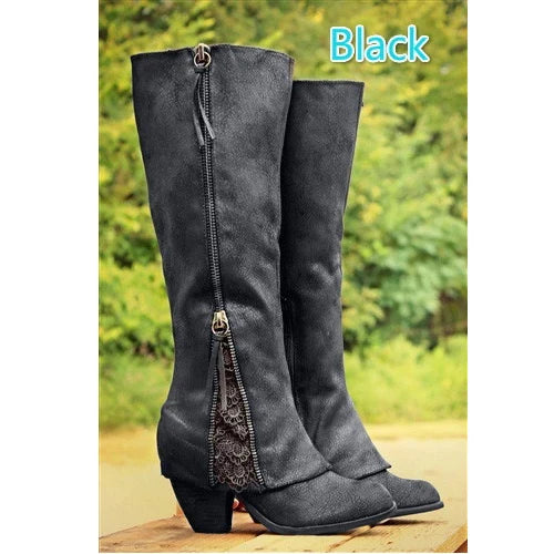 Chaussures Femme Boots Women Shoes Winter Knee High Boots Fold Over Design Lace Botas Mujer Ladies Shoes Botas Mujer Invierno896