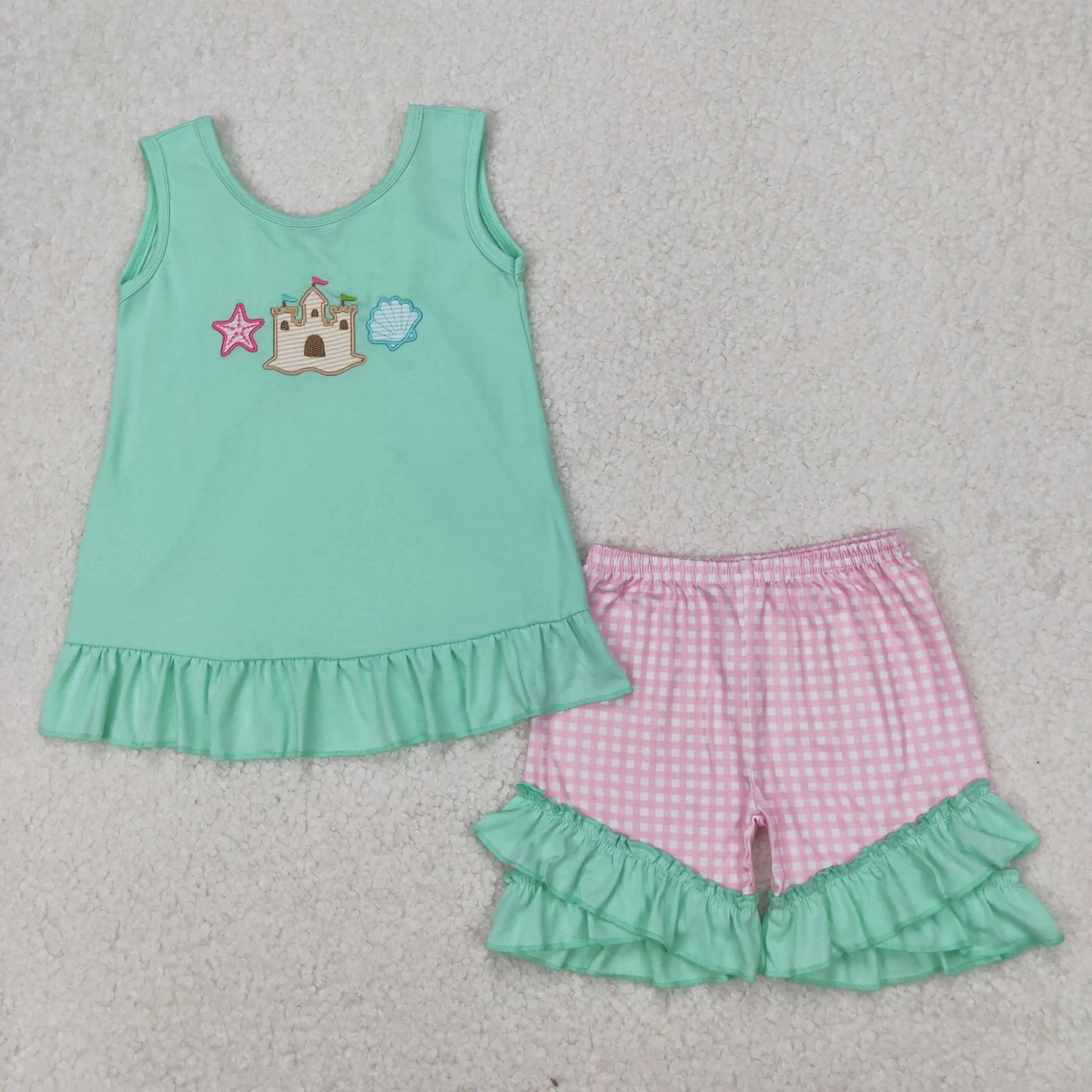 8.4 Wholesale Baby Girl Sets Boutique Hot Sale Kids Children Short Sleeves Shirt Cotton Shorts Summer Two Pieces Toddler New