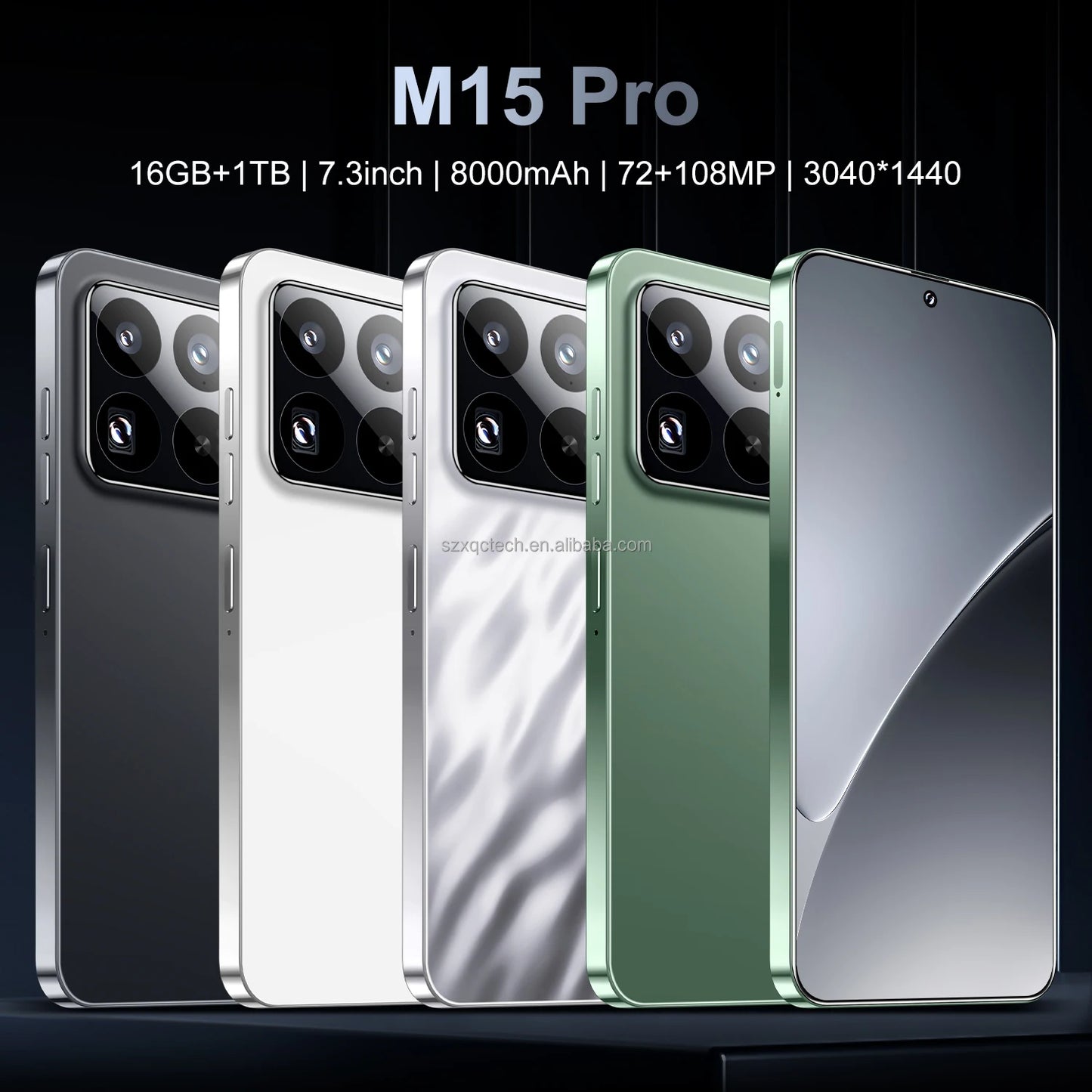 Wholesale M15 Pro 5G Smart Phone Unlocked Android 14 with Face Recognition 4G/5G 16GB+1TB Mobile Phones Cellphone