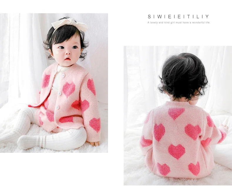 MILANCEL baby girl clothes baby knit clothing set heart bodysuit baby sweaters 2 pcs baby suit  soft newborn clothes