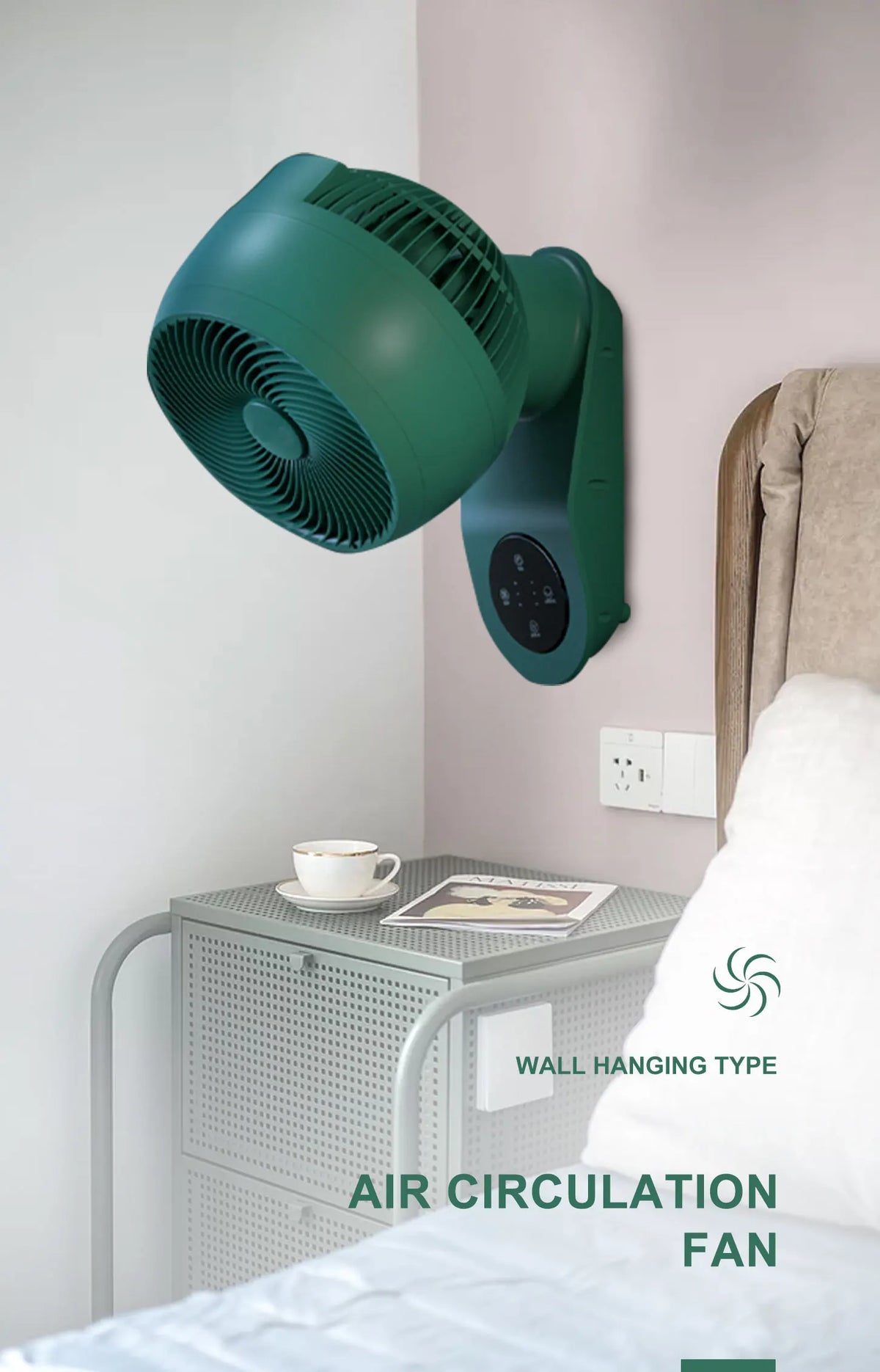 220V  Electric Fan Oscillating 3 Blades 3 Speeds Adjustable Wall Mounted Fan Remote Control Timer Home Air Cooler Fans
