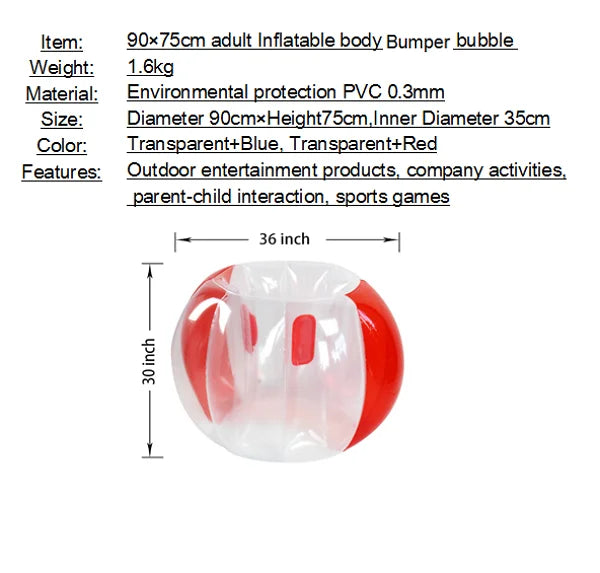 Zorb Balls Bubbles for Adults and Children, Body Bumper Balls, Sports Games, Fitness Balls, Parent-Child, Fighting Balls, 120cm