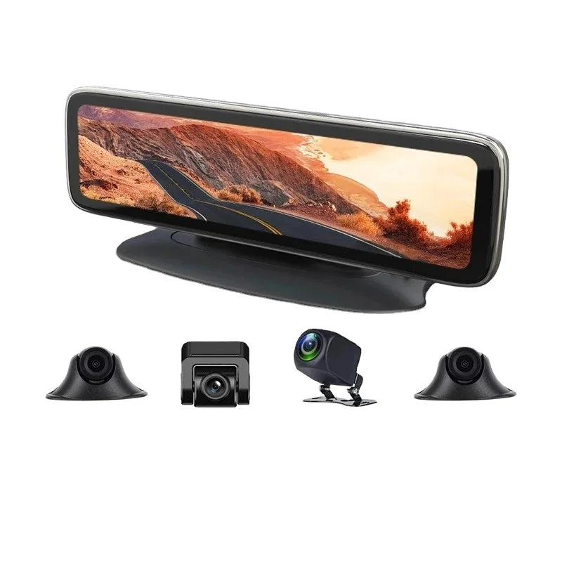 12Inch 4 Cameras Channel Way 360 Degree Bird View Car Dvr Dash Cam with Touch Screen Smart Rearview Mirror for Trucks