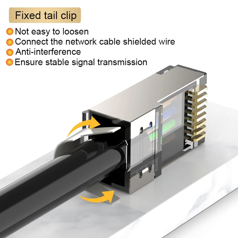 xintylink CAT7 rj45 connector 50U CAT6A ends ethernet cable plug network 10G SFTP FTP shielded lan jack pass through 1.5MM hole