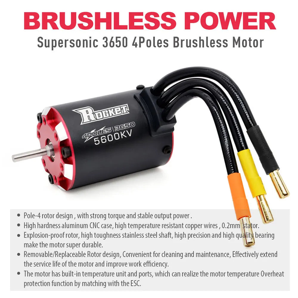 Surpass Hobby Rocket V2 3650 3660 3665 3670 3674 Waterproof Brushless Motor For 1/8 1/10 1/12 1/16 RC Car Racing Truck Traxxas