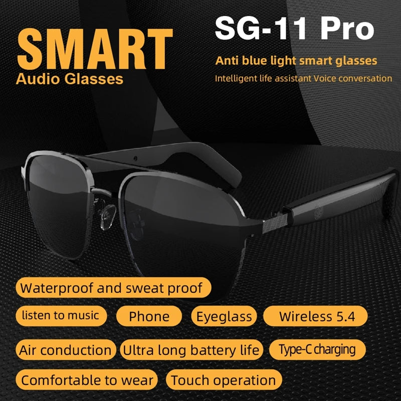 New Fashion SG-11 Smart Sunglasses Polarized Glasses Portable Music Stereo Wireless Headphone Sports Riding Sunglasses Earphones