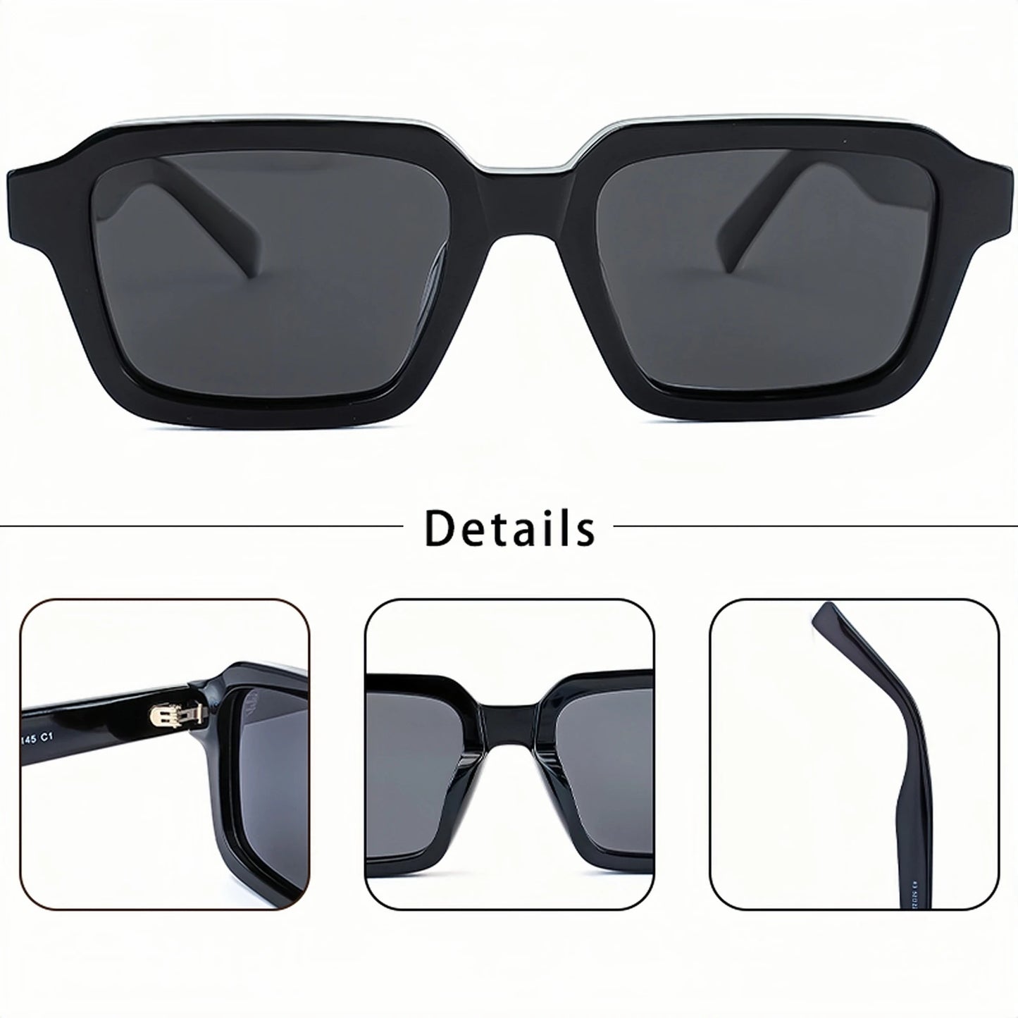 HBK Classic Retro Round Polarized Sunglasses for Women Men Acetate Frame Tac Lens Stylish Luxury Street Snap Travel Fashion