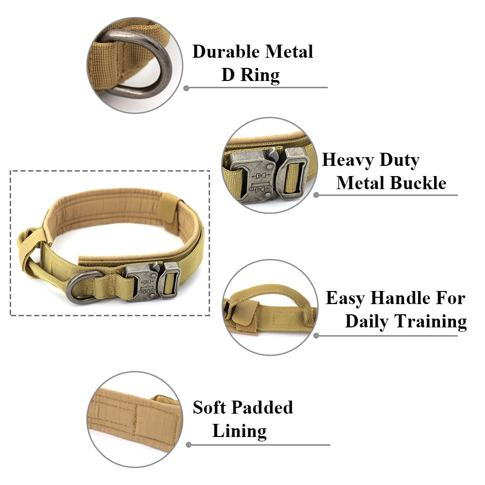 Pet Products Outdoor Tactical Dog Collar Metal Buckle Breathability Nylon Collar Medium and Large Dog Training Neck Collar Dog