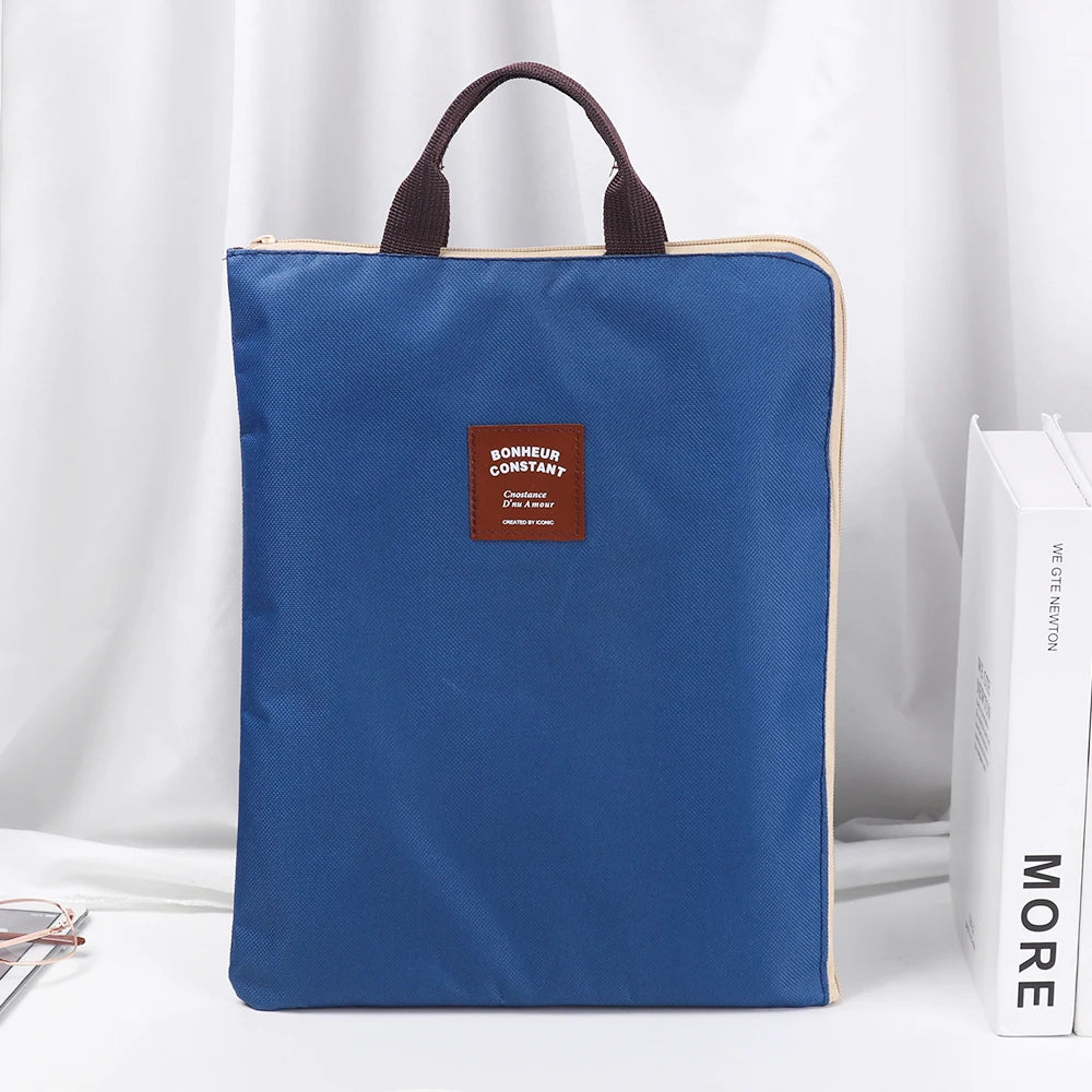 A4 File Folder Large Canvas Zipper Multifunctional A4 File Folder Document Bag Business Briefcase Organizer Stationery