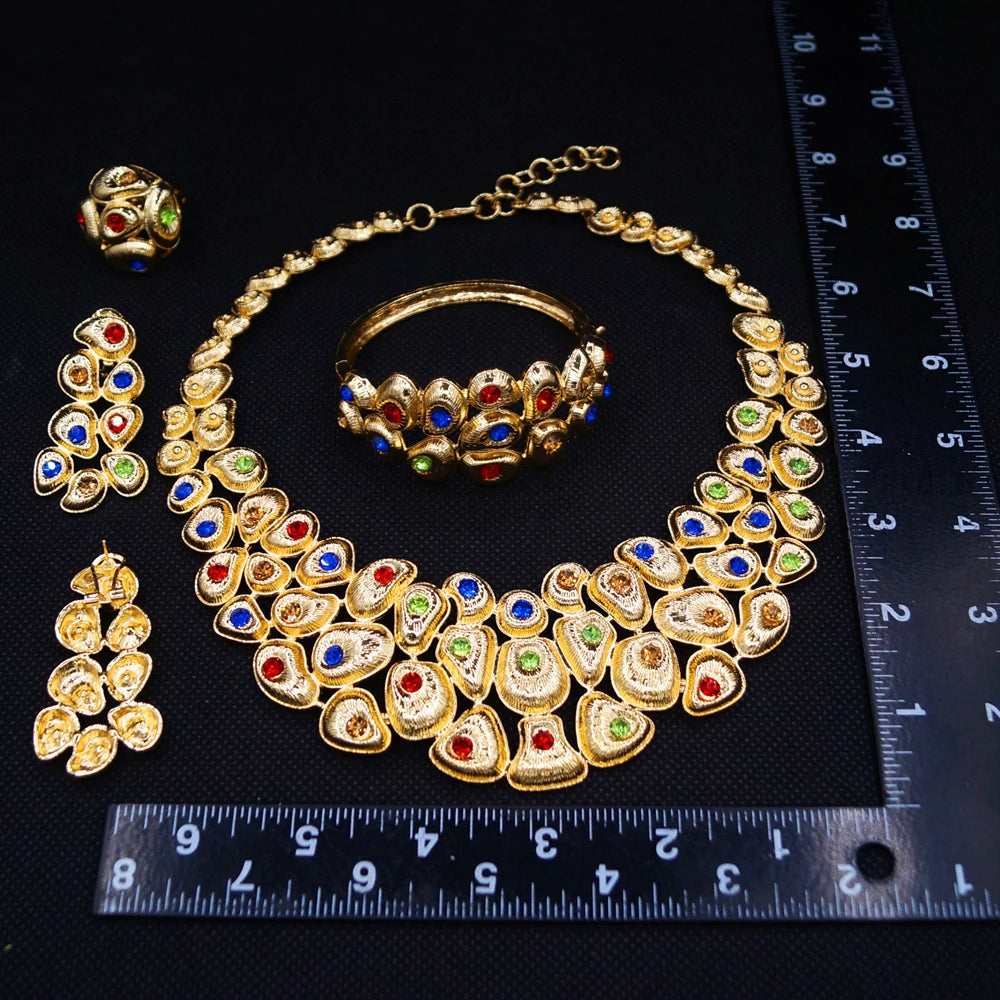 Zhuerrui Italiano Gold Designs Women Jewellery Set Party Fine Costume Jewelry Set Luxury Big Necklace Jewellery Sets I008020