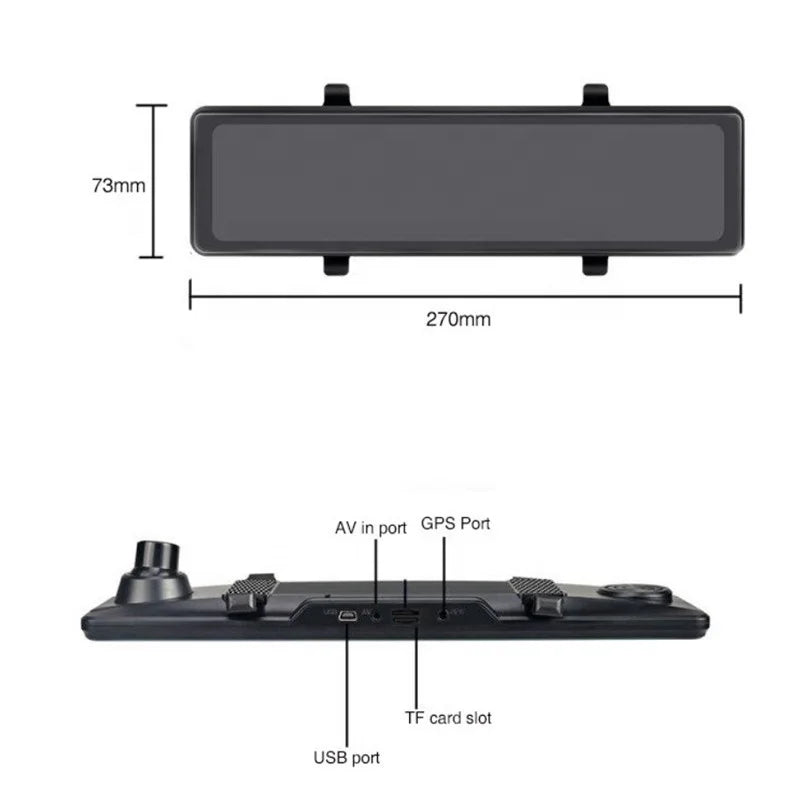 12 Inch 4K HD Wide Angle 170 Mirror Car Dvr Dashcam Dash Cam Front and Rear 4K With WIFI GPS Dual Lens Rearview Touch Screen