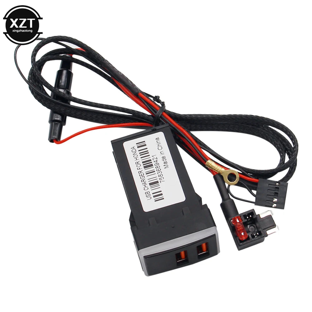 QC3.0 12V Dual USB Car Charger LED Voltmeter Power Adapter With Digital Voltage Display For HONDA