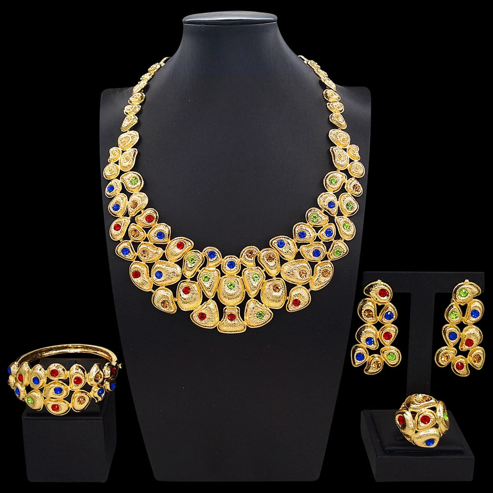 Zhuerrui Italiano Gold Designs Women Jewellery Set Party Fine Costume Jewelry Set Luxury Big Necklace Jewellery Sets I008020
