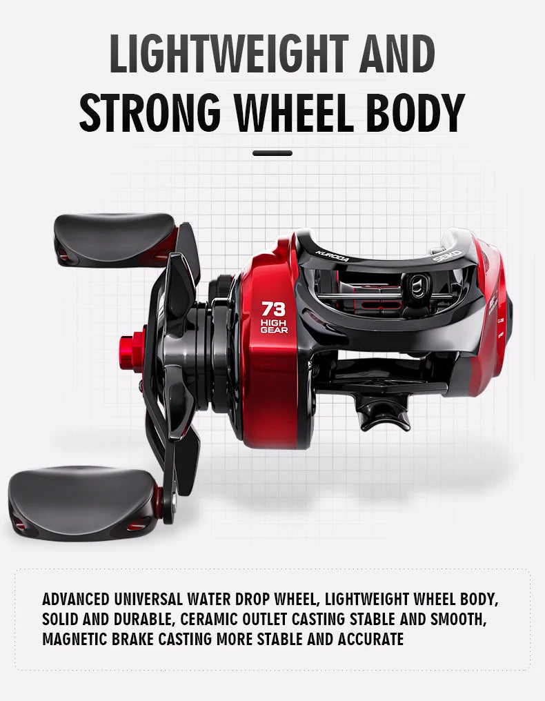 Baitcasting Fishing Reels 18 BBs 10KG Max Drag 7.3:1 Gear Ratios Ultra Light Casting Fishing Reel for Bass Pike Fishing Tackle