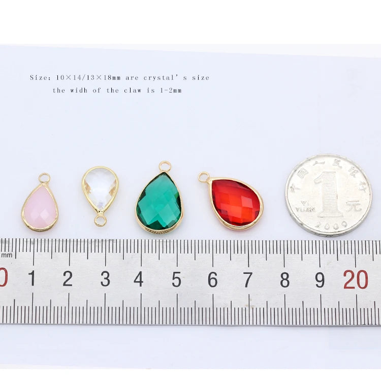 12p teardrop Metal Crystal beads glass Charm Pendant Earring Connector DIY Jewelry Making Necklace Bracelets Earring Accessories