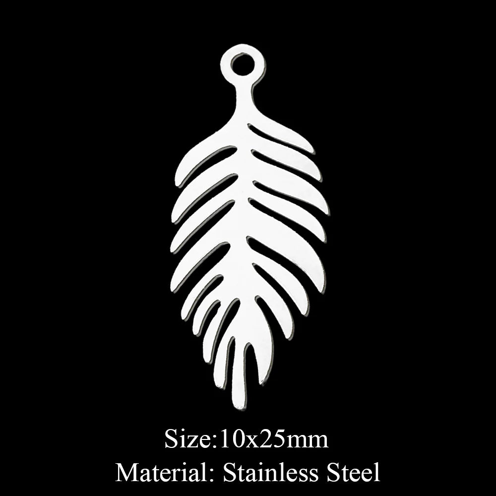 10pcs/lot Hollow Lotus Rose Flower DIY Charms 316 Stainless Steel Women Wholesale Jewelry Round Leaf Tassels Necklace Pendant