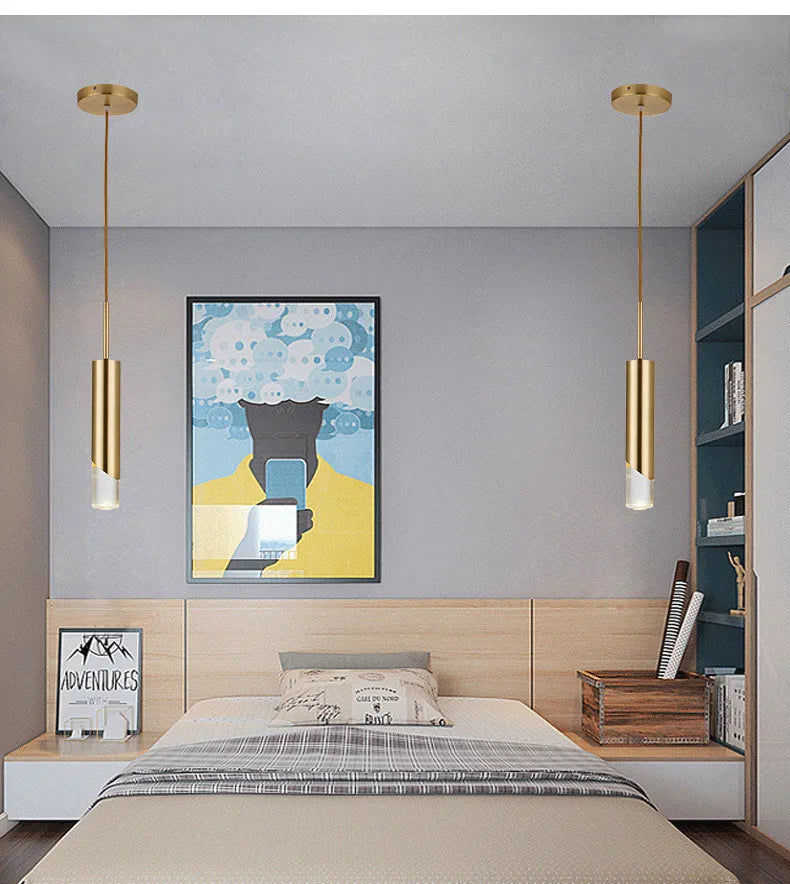 Minimalist Chandelier All Copper Gold Lights Bedside Small Chandelier Bedroom Study Bar Designer Nordic Modern Dining Room Lamps