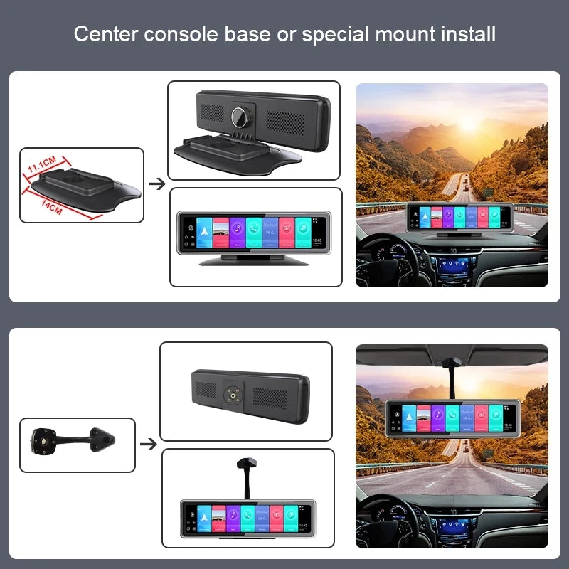 12Inch 4 Cameras Channel Way 360 Degree Bird View Car Dvr Dash Cam with Touch Screen Smart Rearview Mirror for Trucks