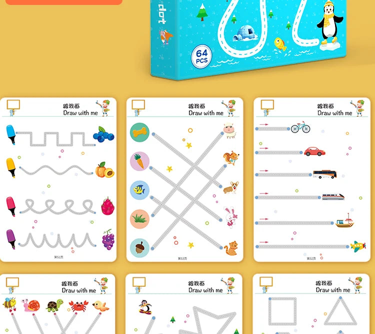 Tracing Trails Workbook for Kids Handwriting Activity Kit With Tracing Dry Erase Activity Boards and Crayon