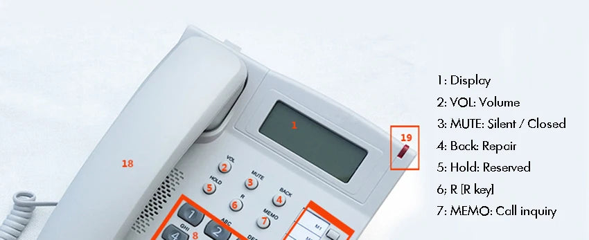 Desktop Corded Telephone, Wired Landline Phone for Home/Hotel/Office, Handsfree, with Blue Backlit, Caller ID, in English