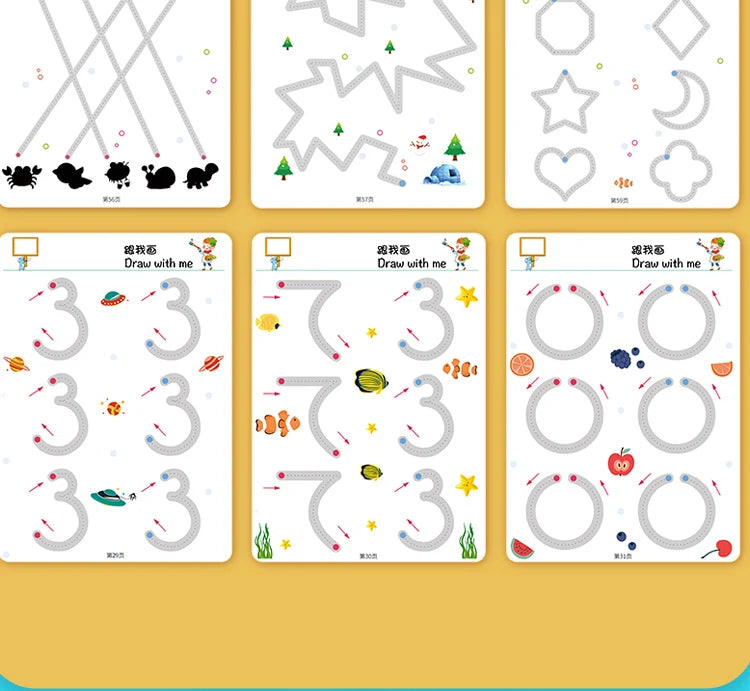 Tracing Trails Workbook for Kids Handwriting Activity Kit With Tracing Dry Erase Activity Boards and Crayon