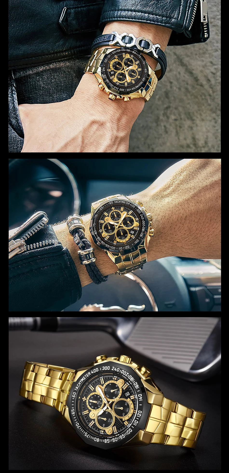 Relogio Masculino WWOOR Mens Watches 2024 Top Brand Luxury Wrist Watches For Men Gold Big Golden Male Chronograph Wristwatch Man