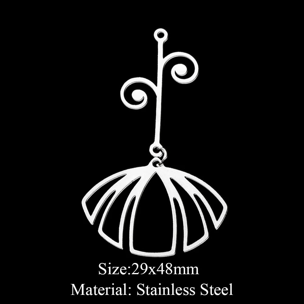 10pcs/lot Hollow Lotus Rose Flower DIY Charms 316 Stainless Steel Women Wholesale Jewelry Round Leaf Tassels Necklace Pendant