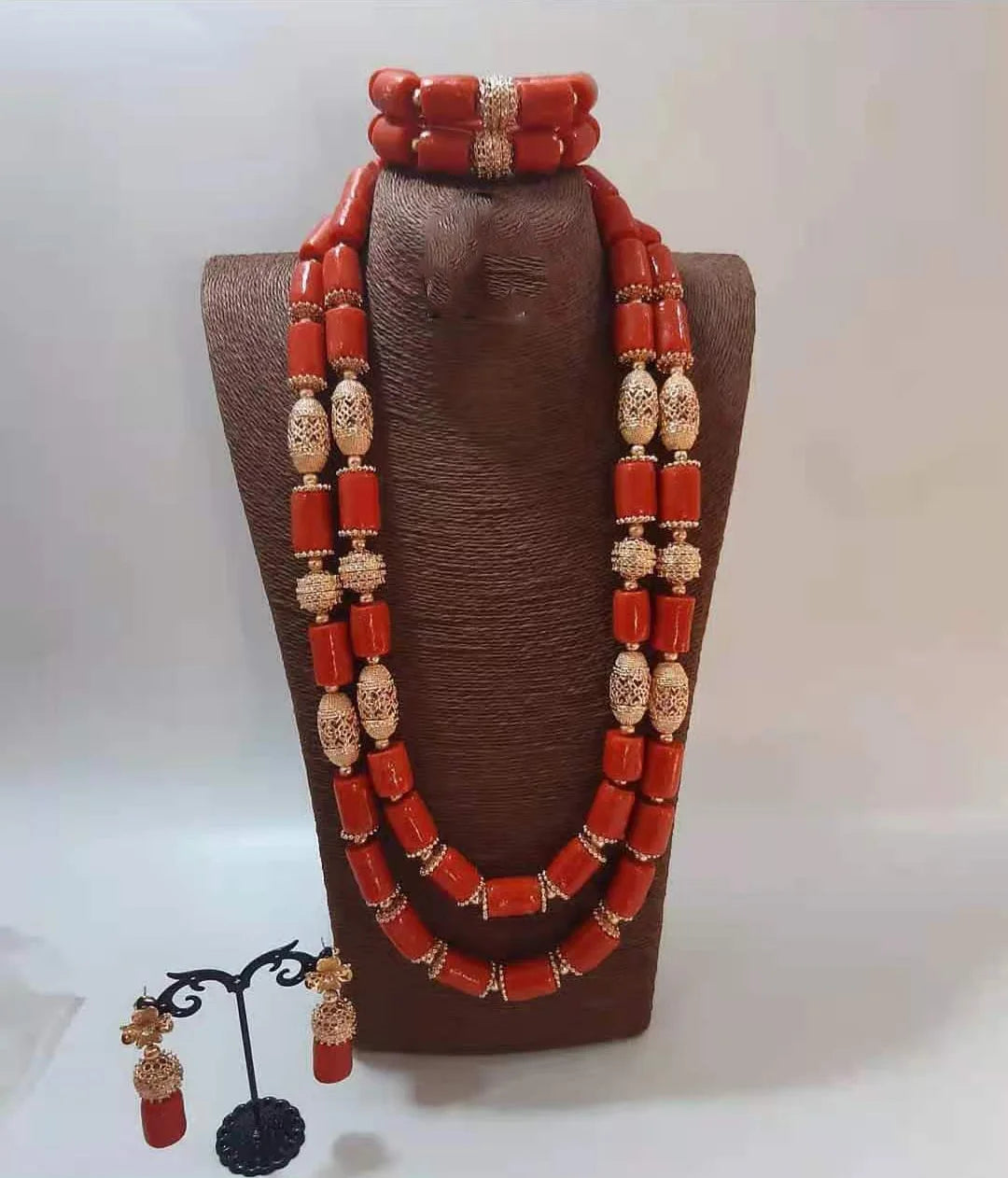 Big Real Coral Bead Traditional Nigerian Wedding African Coral Beads Jewelry Set Women Party Anniversary Gift Jewelry CNR885