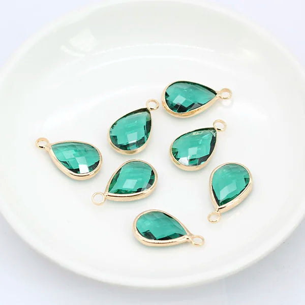 12p teardrop Metal Crystal beads glass Charm Pendant Earring Connector DIY Jewelry Making Necklace Bracelets Earring Accessories
