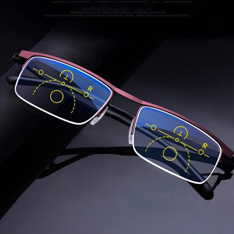 Intelligent zoom for both men and women anti-blue light reading glasses, progressive multi-focus dual use reading glasses