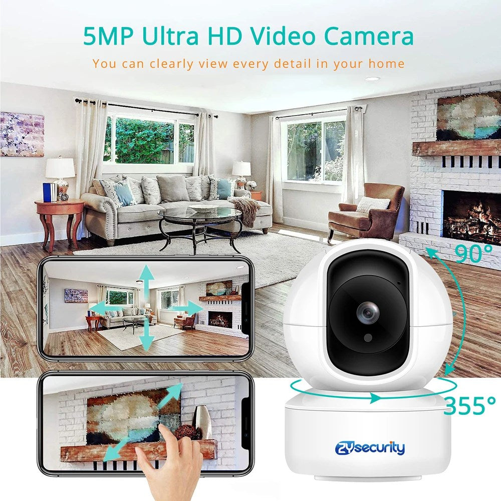 5MP 2.4/5G Wifi Camera with LAN Indoor Human Detect &amp; Tracks Baby Camera Smart Home Security 2-way Audio Night Vision PTZ Camera