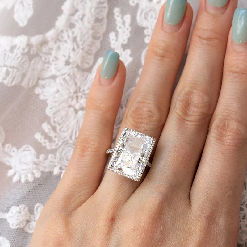 FCJ Simple Fashionable Gold Plated Children's Gemstone Ring Trendy Oval Cut Rectangular Eye-catching Design 18K Inlay