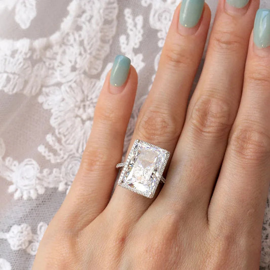 FCJ Simple Fashionable Gold Plated Children's Gemstone Ring Trendy Oval Cut Rectangular Eye-catching Design 18K Inlay