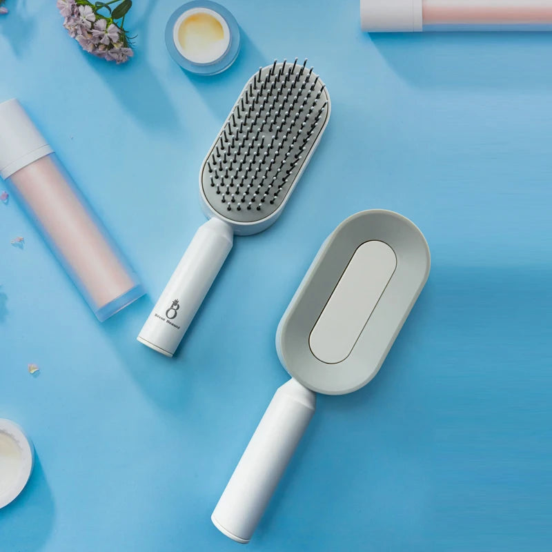 Self Cleaning Hair Brush for Women One-key Cleaning Hair Loss Airbag Massage Scalp Comb Anti-static Hairbrush