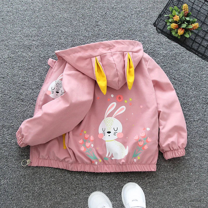 1 2 3 4 5 6 Years Baby Girls Jackets Butterfly Casual Hooded Zipper Boys Windbreaker Coat Autumn Children Outerwear Kids Clothes