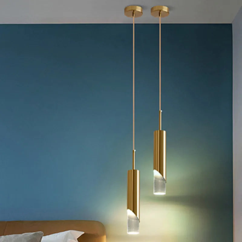 Minimalist Chandelier All Copper Gold Lights Bedside Small Chandelier Bedroom Study Bar Designer Nordic Modern Dining Room Lamps