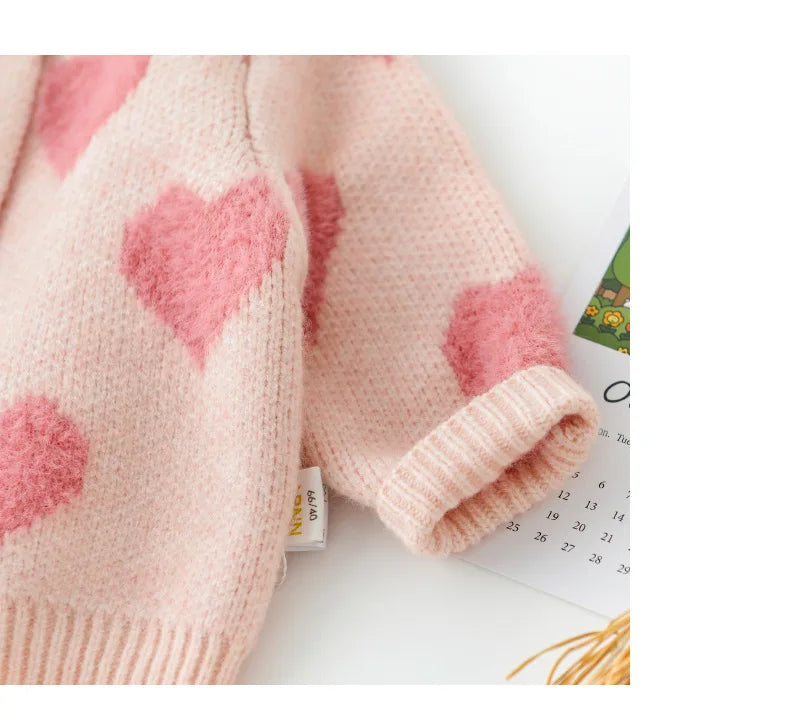 MILANCEL baby girl clothes baby knit clothing set heart bodysuit baby sweaters 2 pcs baby suit  soft newborn clothes