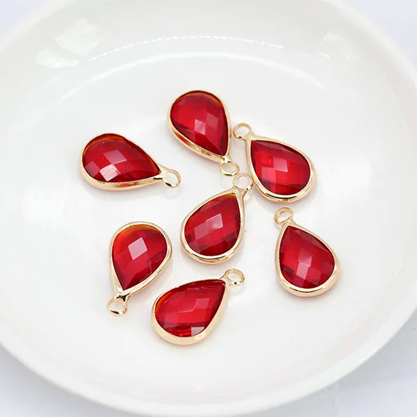 12p teardrop Metal Crystal beads glass Charm Pendant Earring Connector DIY Jewelry Making Necklace Bracelets Earring Accessories