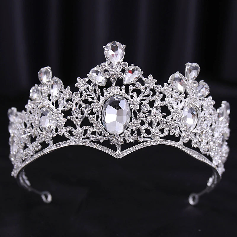 Bridal Wedding Hair Accessories Silver Crystal Hair crown alloy diamond crown women's fashion high-end atmospheric headdress